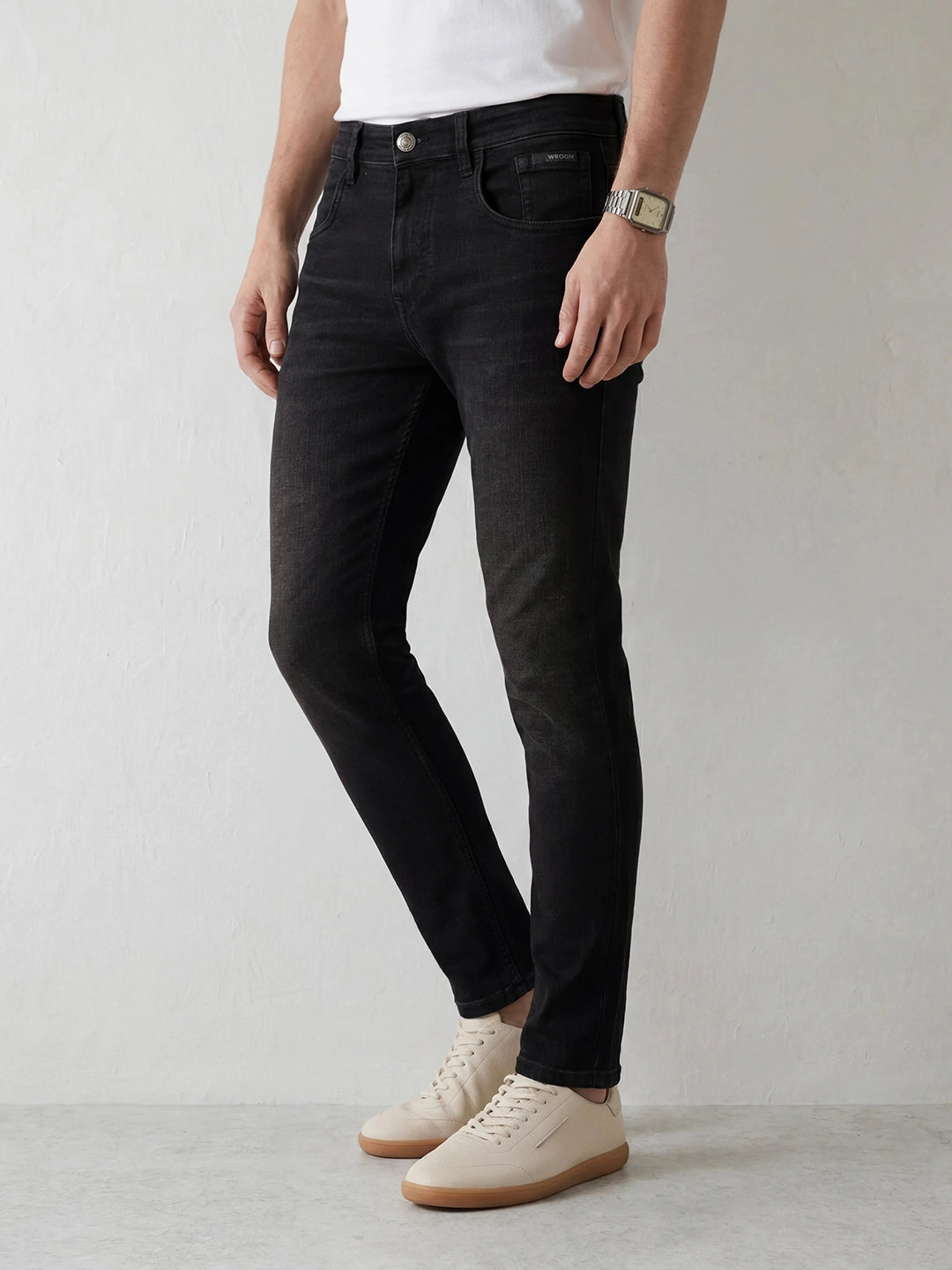 Solid Skinny Crop Denim Jeans | Black