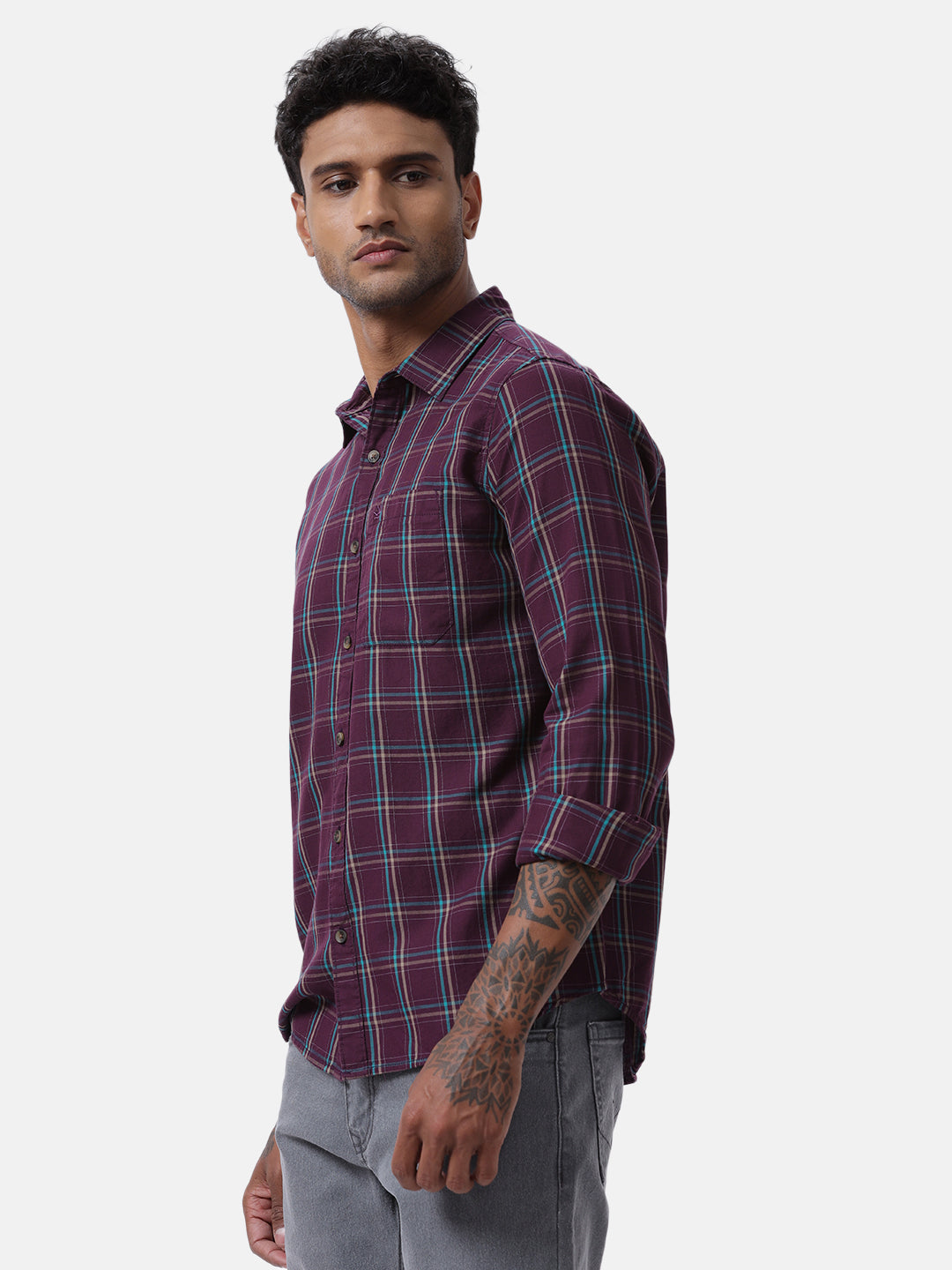 Maroon Wine Checked Shirt