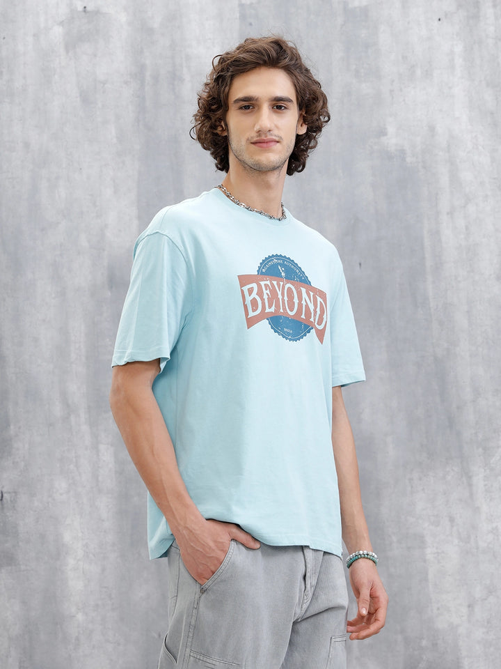 Retro Graphic Printed T-Shirt | Light Blue