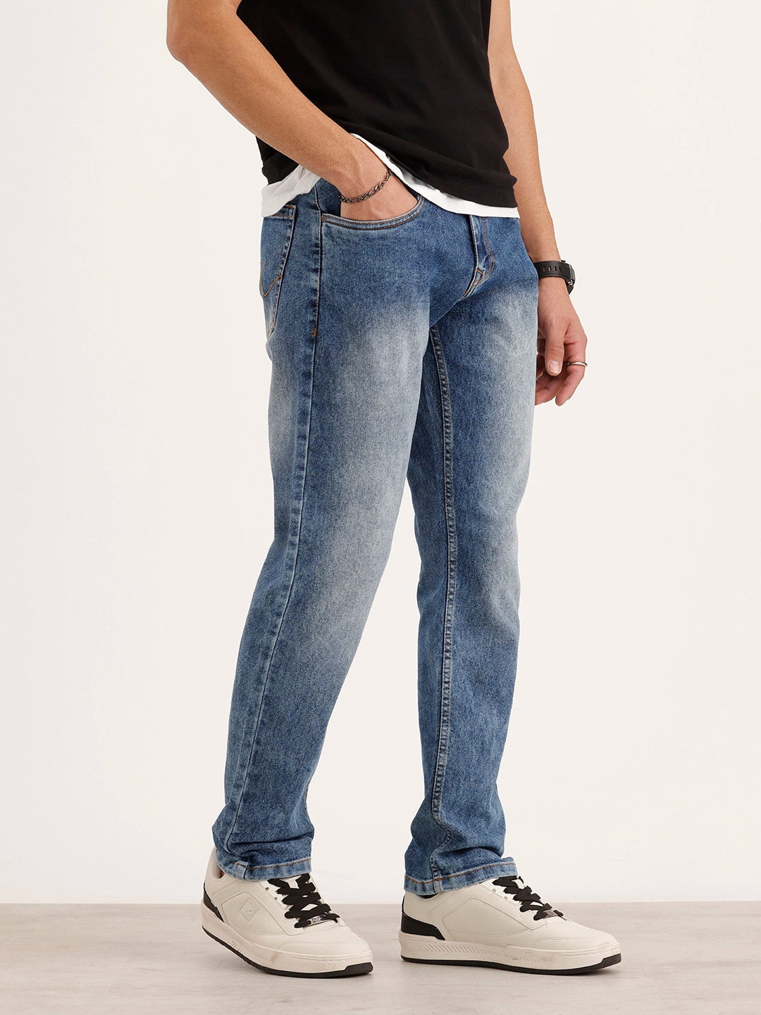 Relaxed Fit Faded Denim Jeans | Light Blue