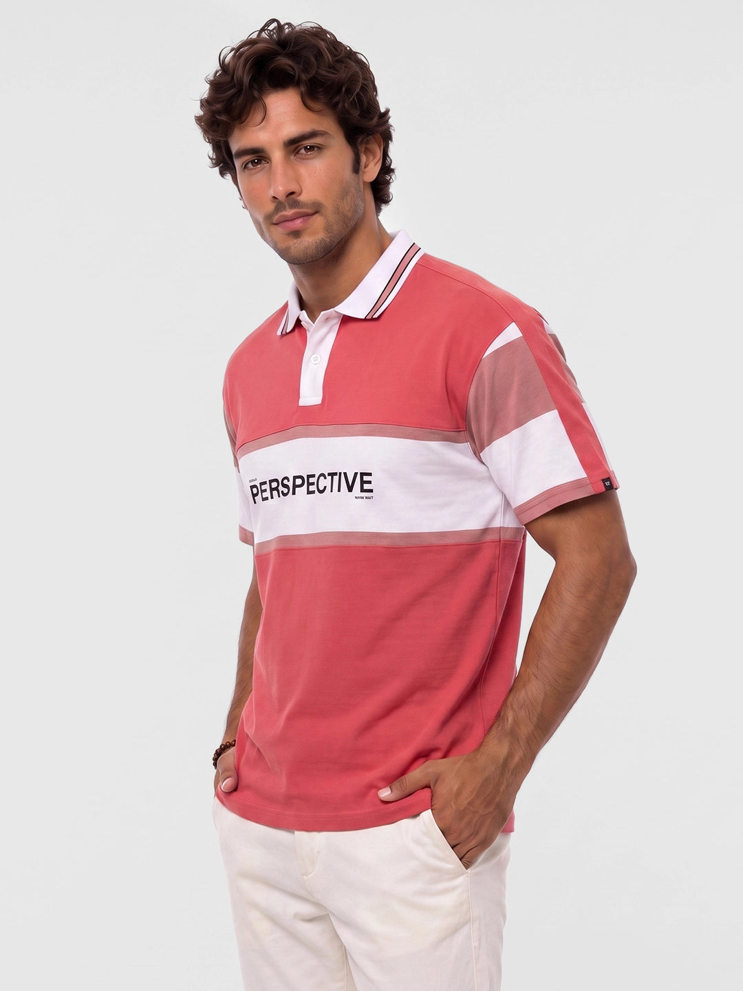 Oversized Fit Contrast Collar Polo T-Shirt | Pink