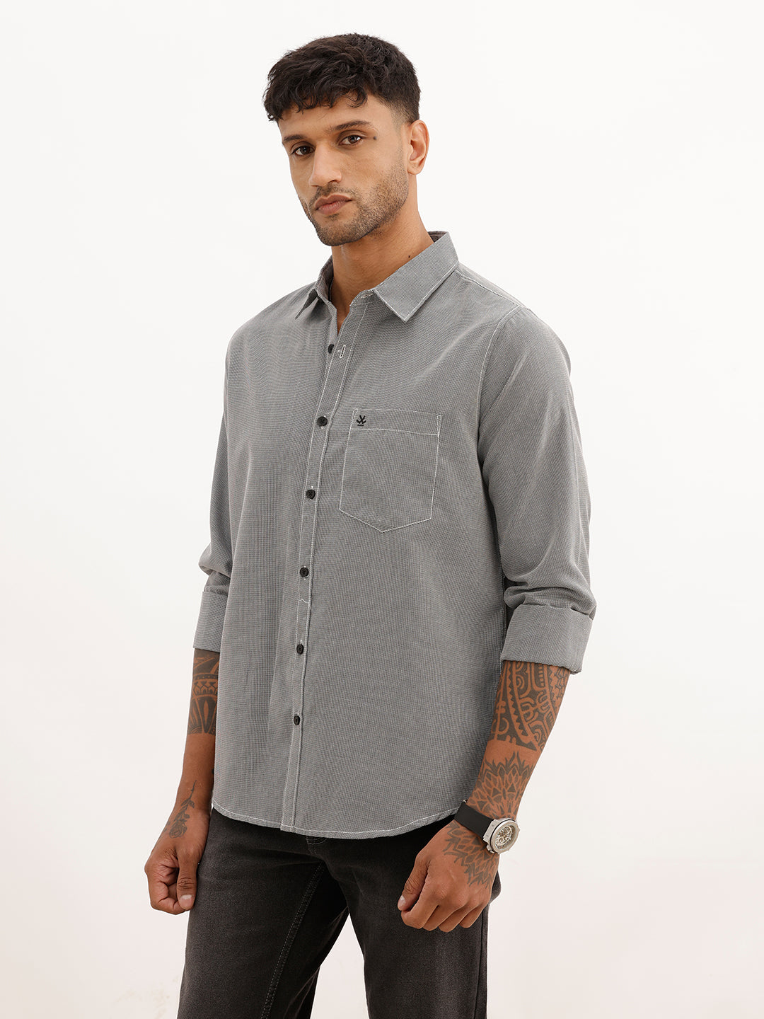 Regular Fit AOP Shirt | Dark Grey