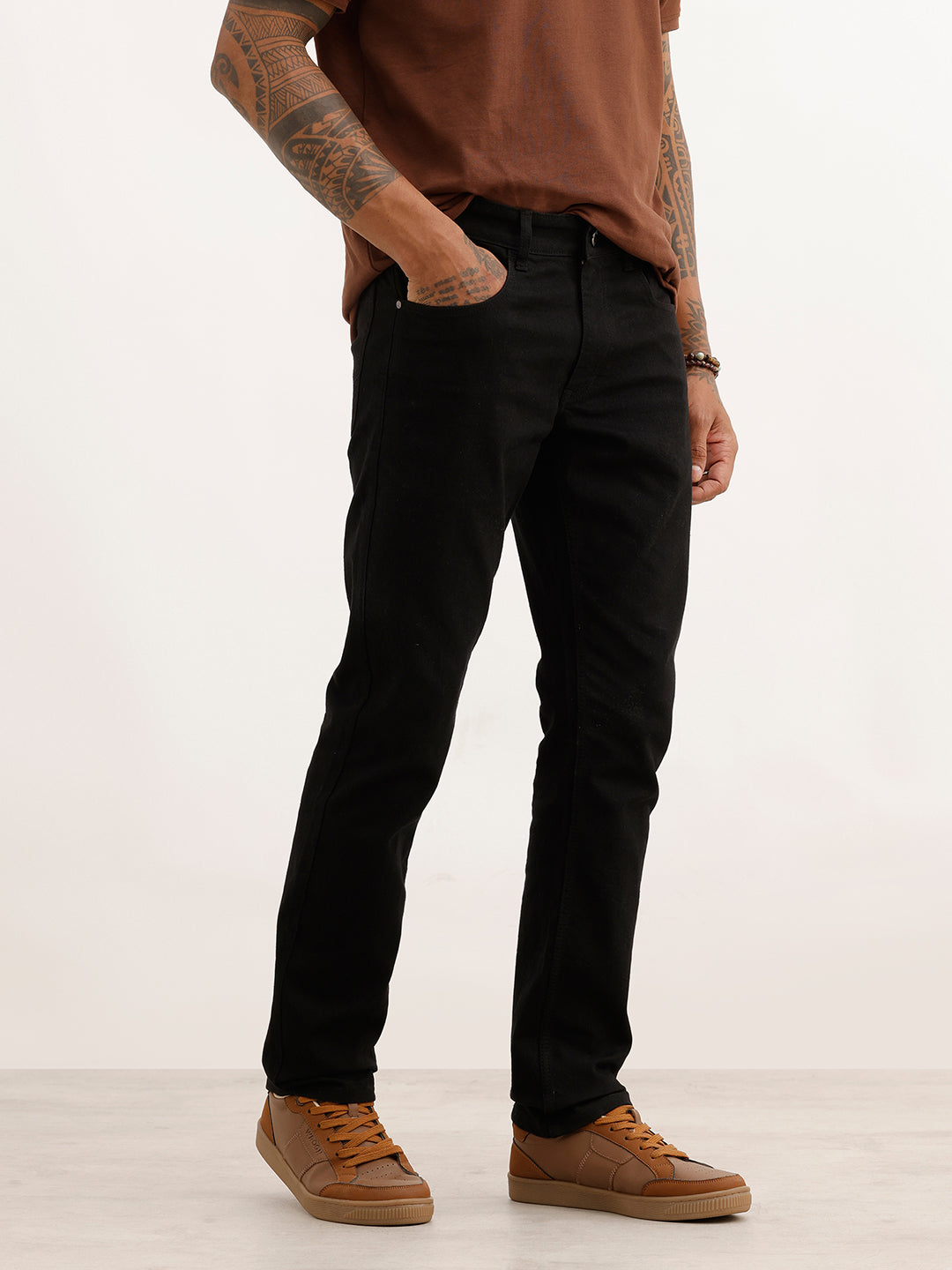 Solid Slim Fit Denim Jeans | Black
