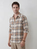 Classic Slim Fit Checkered Shirt | Beige