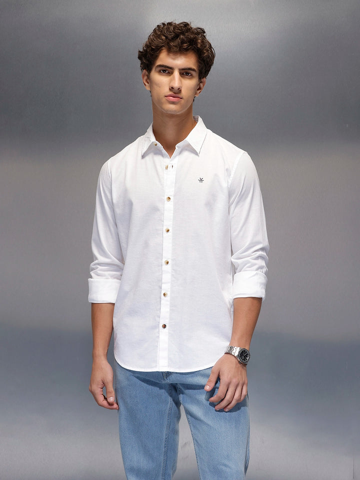 Men's Slim Fit Casual Shirt  |  White