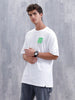 Men’s Casual Oevrsized Fit T-Shirt With Fe Patch | White