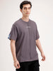 Oversized Popcorn Textured Cut & Sew T-Shirt | Dark Grey