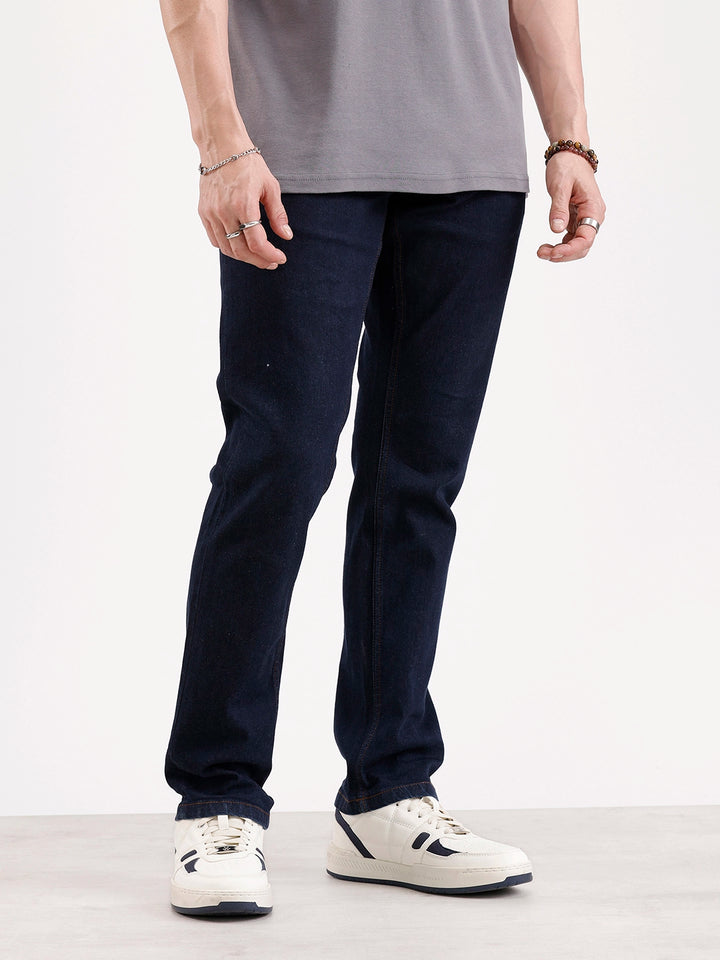 Solid Straight Fit Denim Jeans   |  Blue