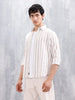 Comfort Fit Striped Casual Shirt For Men | Beige