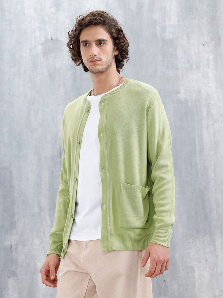 Pastel Comfort Fit Cardigan Sweater | Light Green