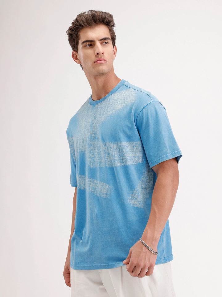 Oversized Placement Printed T-Shirt | Blue