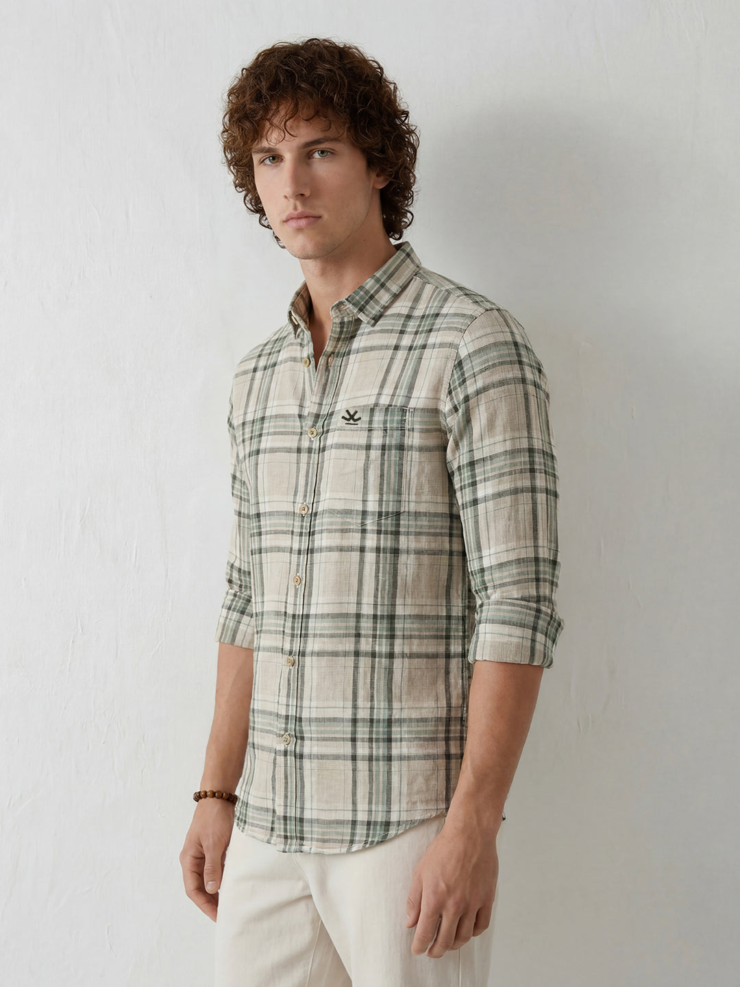 Classic Regular Fit Checkered Shirt | Beige