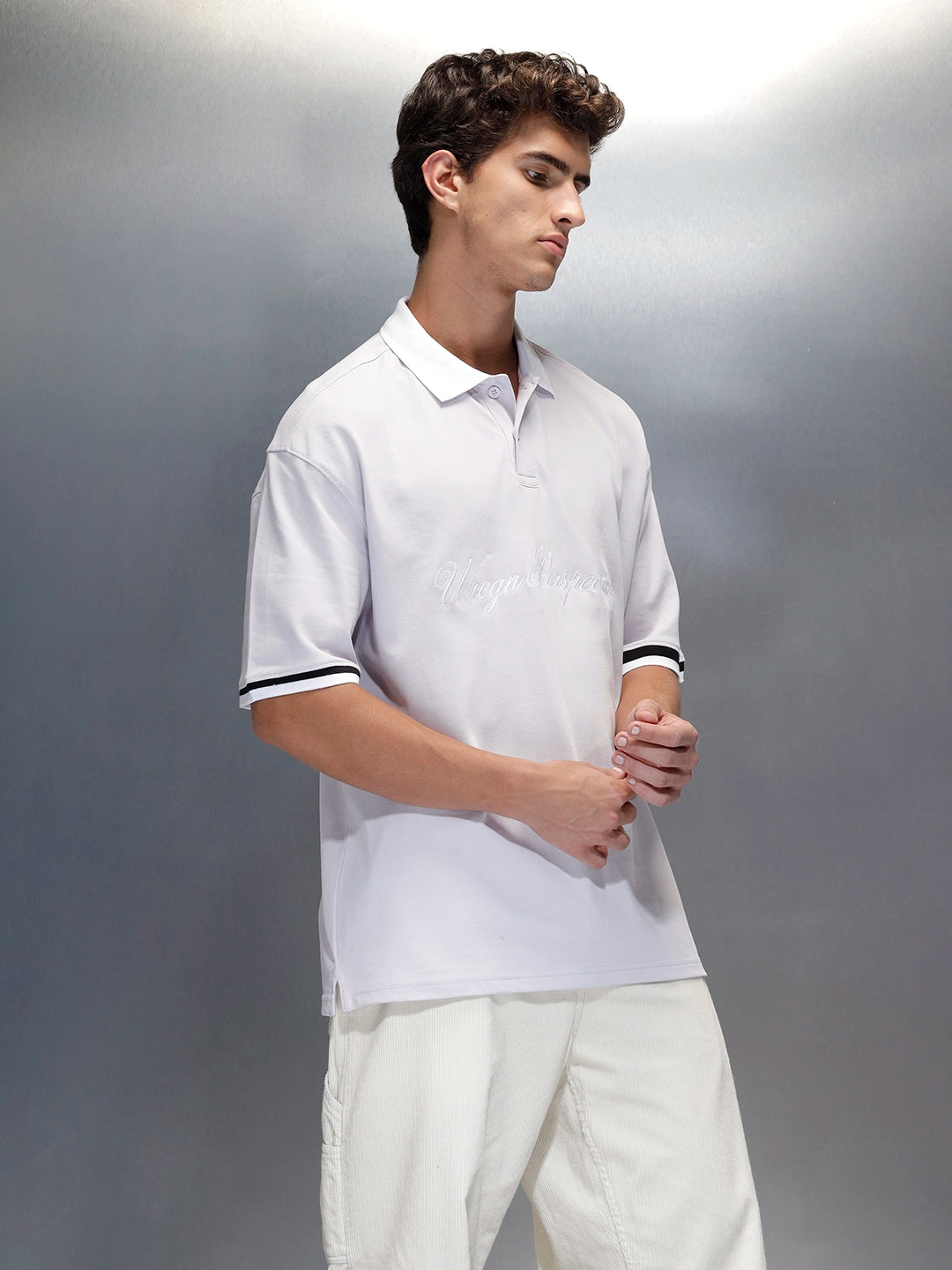 Men's casual embroidered polo t-shirt | Purple