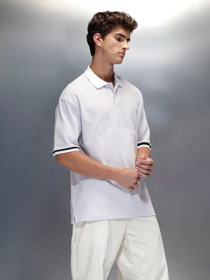 Men's casual embroidered polo t-shirt | Purple