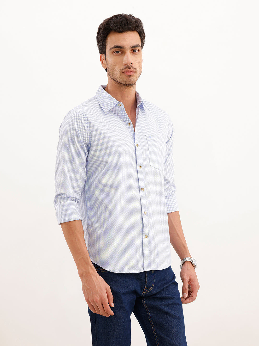 Classic Regular Fit Printed Shirt | Light Blue | WWSH9172F