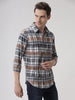 Checkered Glitch Brown Cotton Shirt