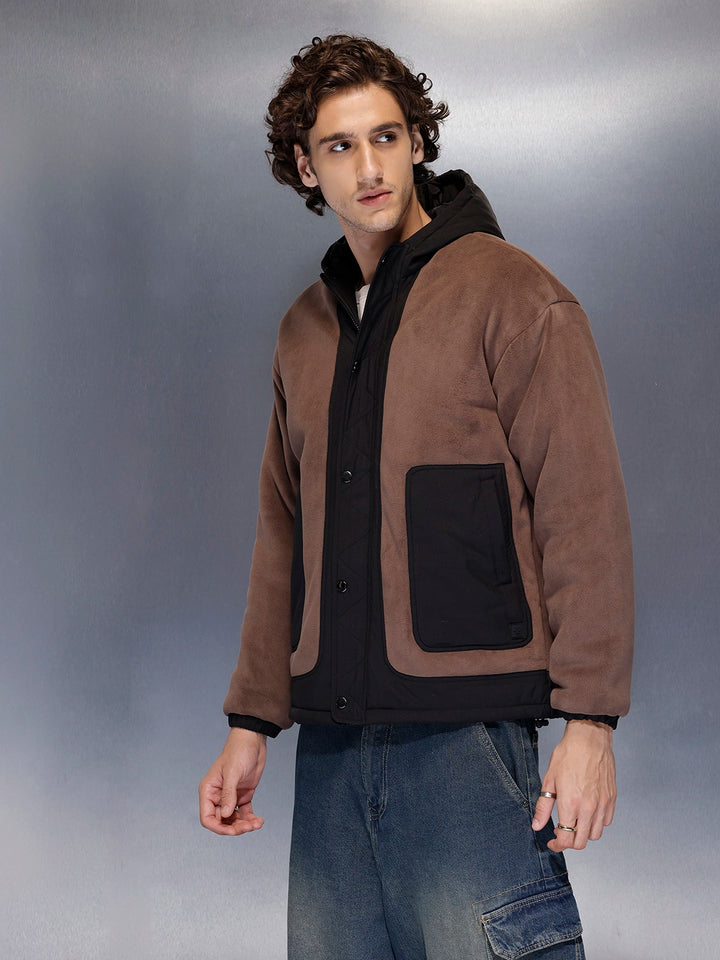 Men’s brown and black paneled jacket | Brown