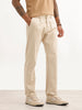 Solid Slim Fit Pleated Trouser | Off White