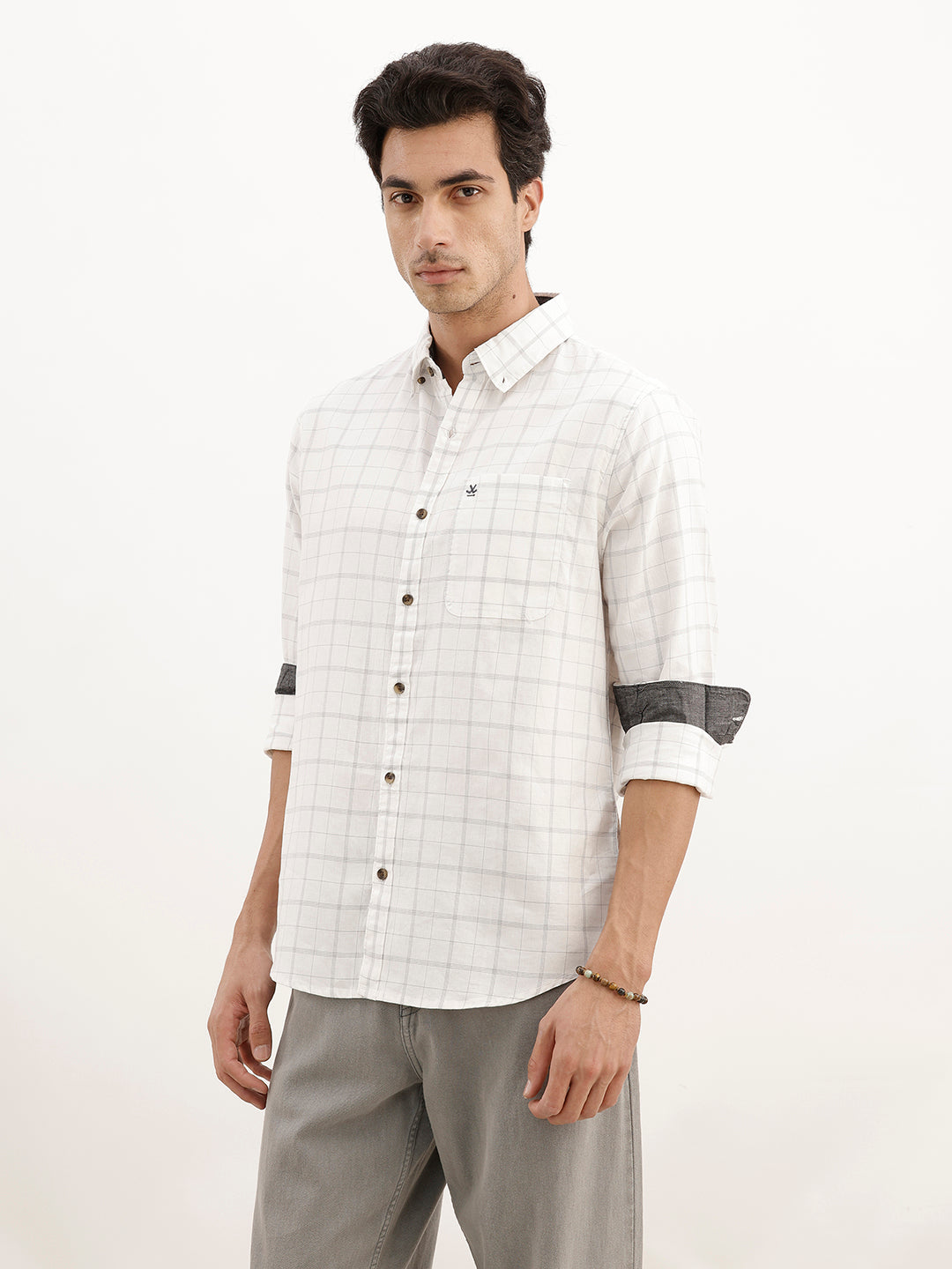 Classic Checkered Regular Fir Shirt | White