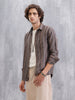 Textured Stripes Slim Fit Shirt | Brown
