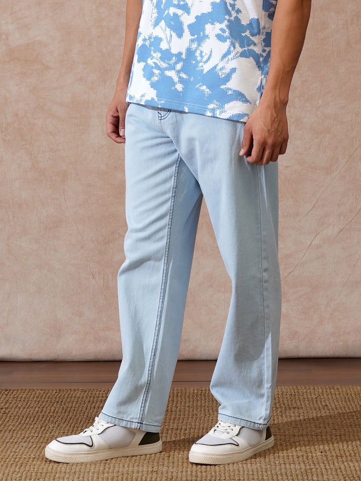 Heavy Fade Loose Fit Jeans | Light Blue