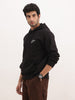 Comfort Fit Embroidery Detail Hooded Sweatshirt | Black