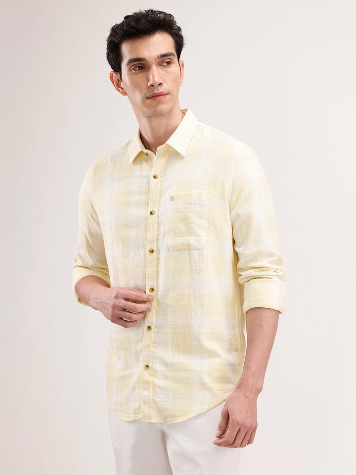 Slim Fit Checkered Shirt | Yellow