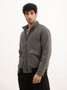 Solid Comfort Fit Quilted Zipper Jacket | Grey