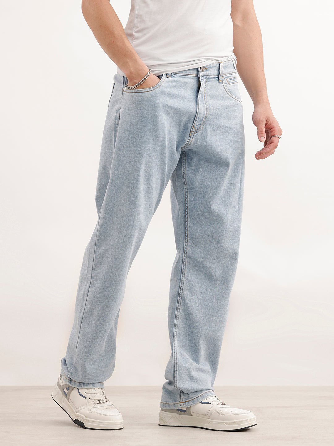 Solid Anti Fit Denim Jeans  | Light Blue