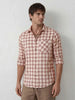 Classic Slim Fit Checkered Shirt | Brown
