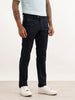 Solid Slim Fit Pleated Trouser | Navy Blue