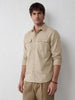 Comfort Fit Double Pocket Shirt | Beige