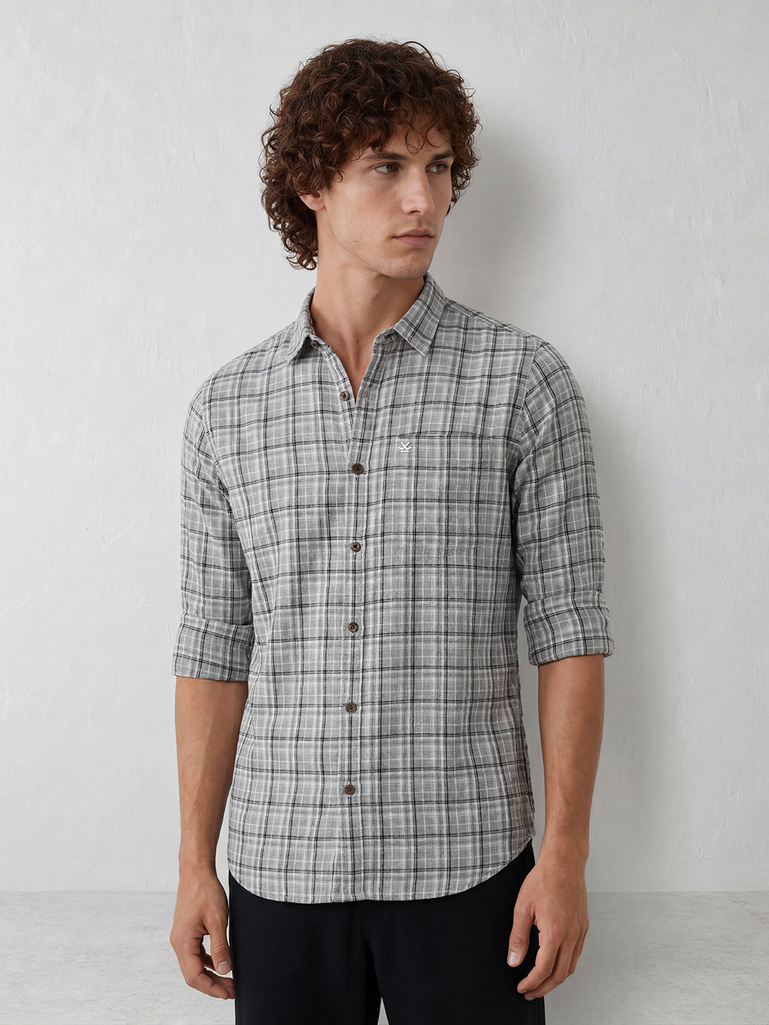 Classic Regular Fit Checkered Shirt | Grey