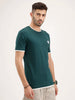 Reular Fit Contrast Collar HD Printed T-Shirt | Dark Green