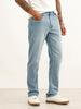 Washed Straight Fit Denim Jeans | Light Blue
