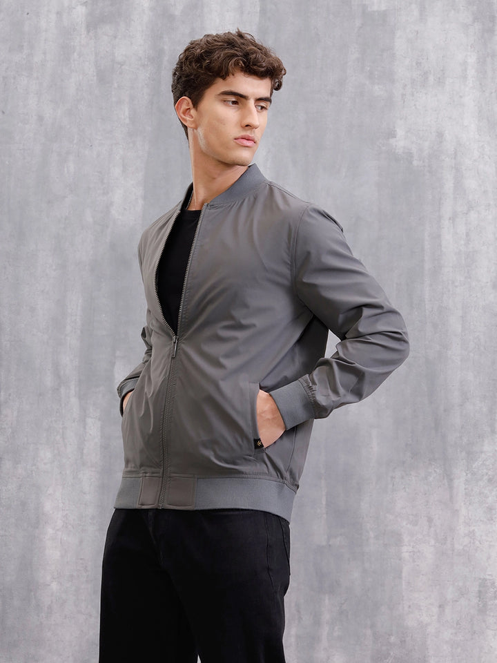 Solid Bomber Jacket | Grey