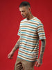 Beige Stripes Crew Neck T-Shirt