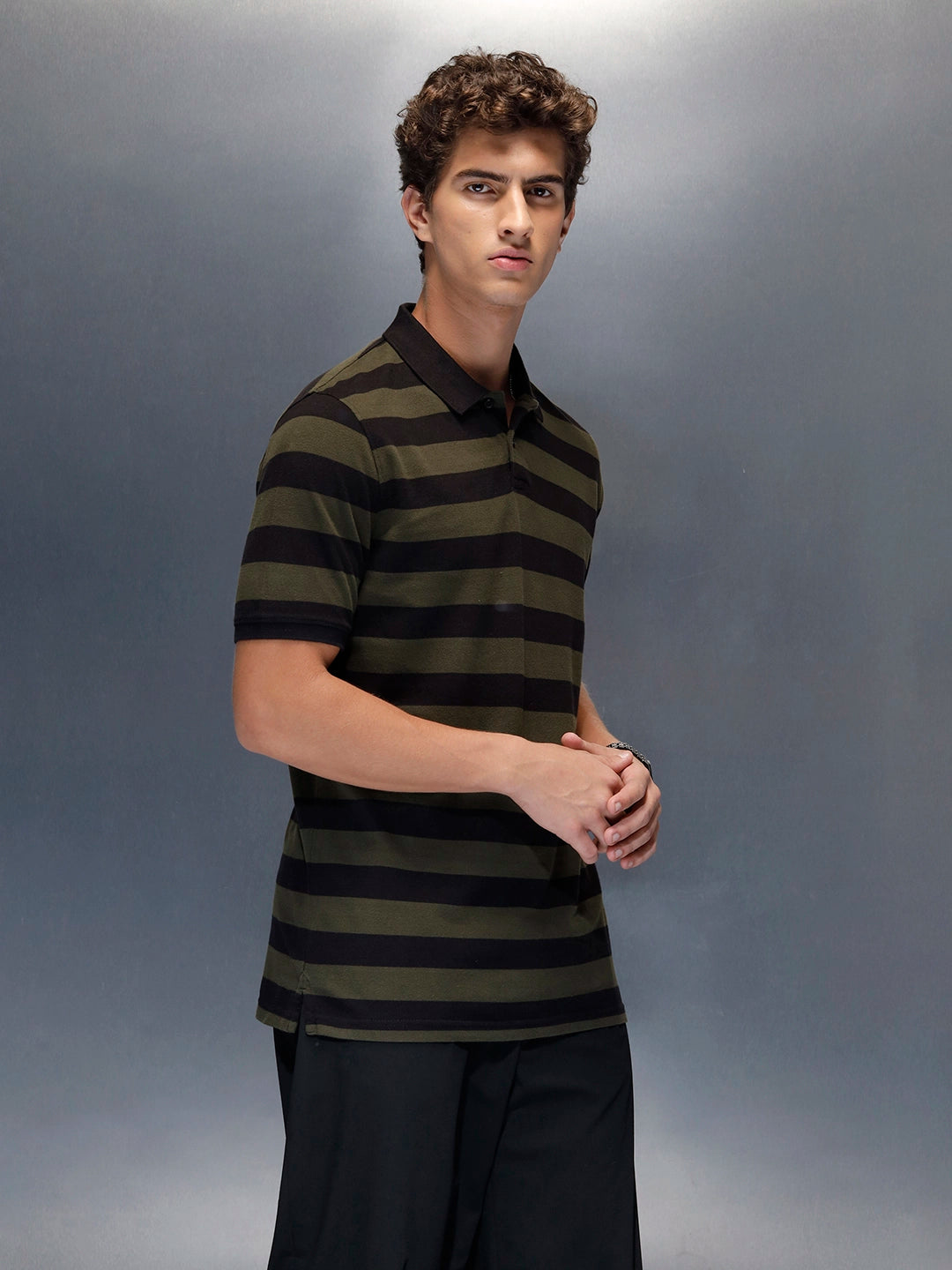 Men's regular fit polo stripes t-shirt  | Maroon