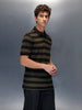 Men's regular fit polo stripes t-shirt  | Maroon
