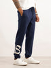 Regular Fit Placement Printed Jogger | Navy Blue