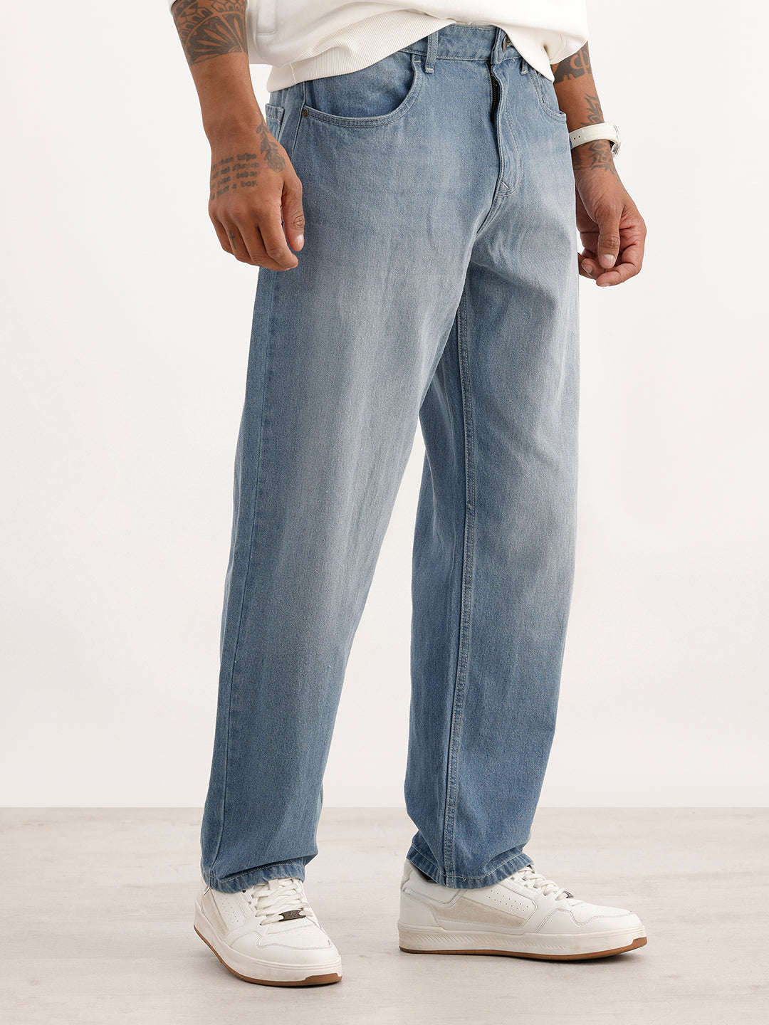 Washed Loose Fit Denim Jeans | Light Blue