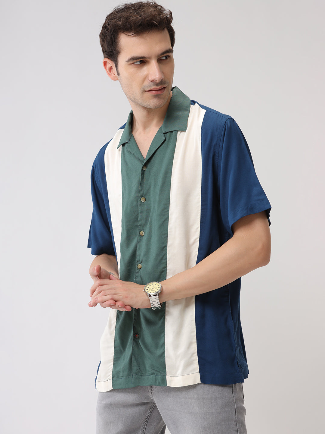 Retro Stripes Resort Collar Shirt
