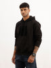 Solid Flock Printed Hoodie | Black
