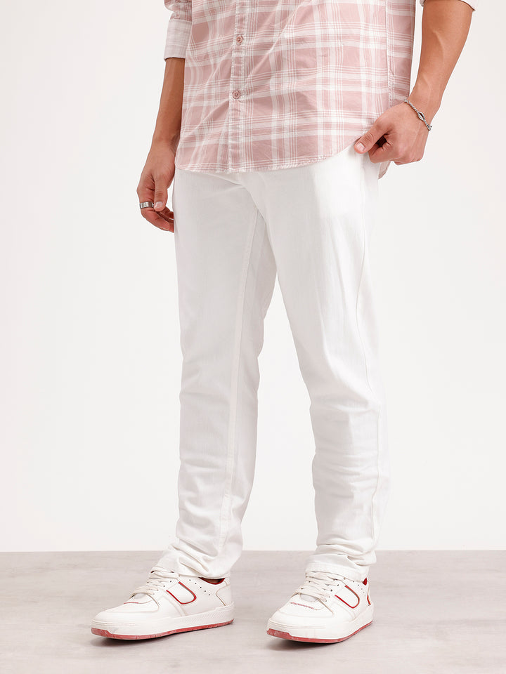 Solid Slim Fit Denim Jeans  | White