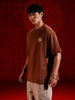 Men’s oversized chest print T-shirt | Brown