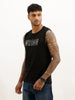 Placement Printed Cut Off Sleeve T-Shirt | Black