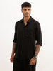 Solid Slim Fit Full Sleeve Shirt | Black