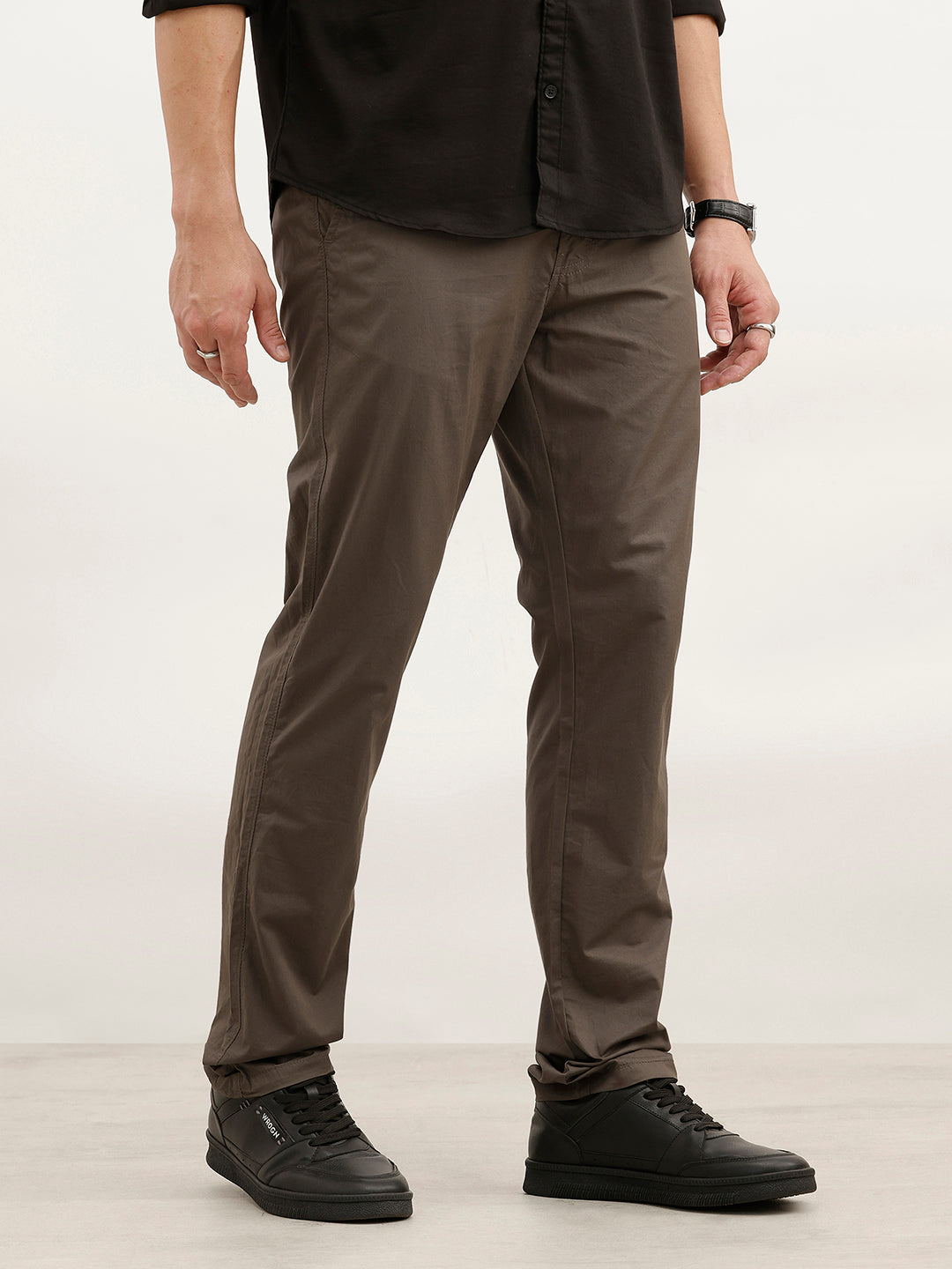 Solid Slim Fit Trouser | Olive