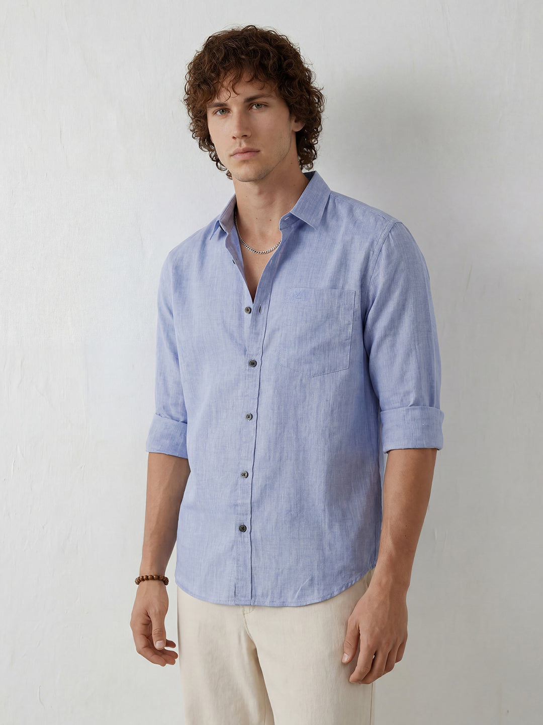 Solid Regular Fit Full Sleeve Shirt | Blue