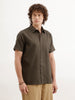 Solid Regular Fit Textured Shirt  | Olive